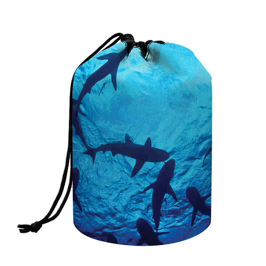 Shark Underwear Print Drawstring Makeup Bag