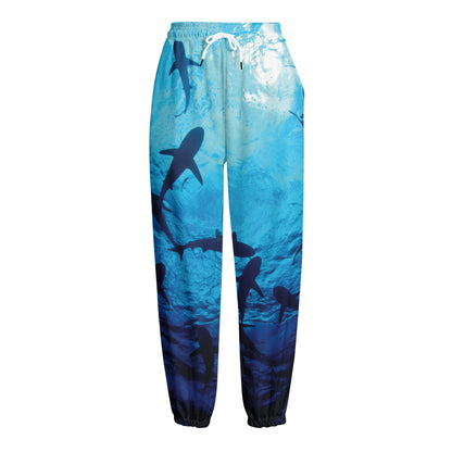 Shark Underwear Print Fleece Lined Knit Pants