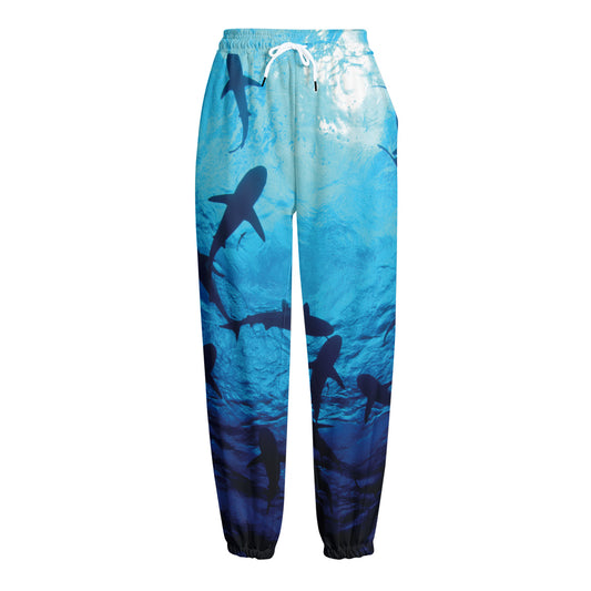 Shark Underwear Print Fleece Lined Knit Pants
