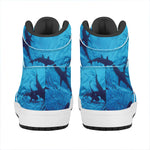 Shark Underwear Print High Top Leather Sneakers