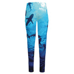 Shark Underwear Print High-Waisted Pocket Leggings