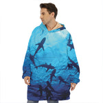 Shark Underwear Print Hoodie Blanket