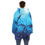 Shark Underwear Print Hoodie Blanket