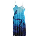 Shark Underwear Print Jersey Midi Cami Dress