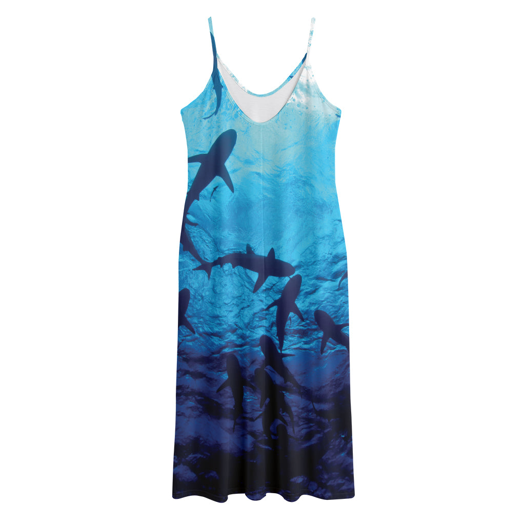 Shark Underwear Print Jersey Midi Cami Dress