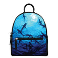Shark Underwear Print Leather Backpack