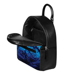 Shark Underwear Print Leather Backpack