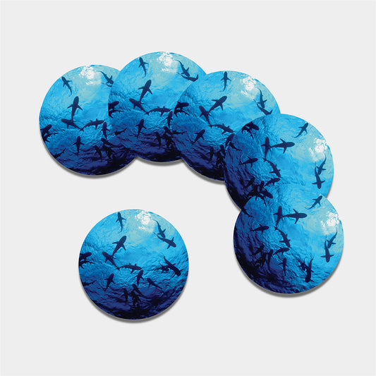 Shark Underwear Print Leather Coaster Set