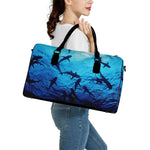 Shark Underwear Print Leather Duffle Bag