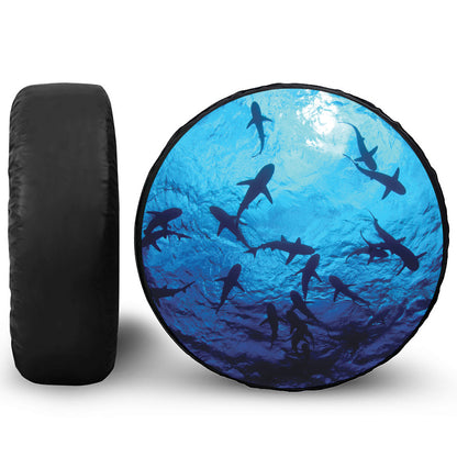 Shark Underwear Print Leather Spare Tire Cover