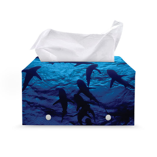 Shark Underwear Print Leather Tissue Box Cover