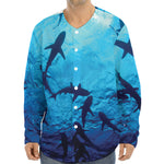 Shark Underwear Print Long Sleeve Baseball Jersey