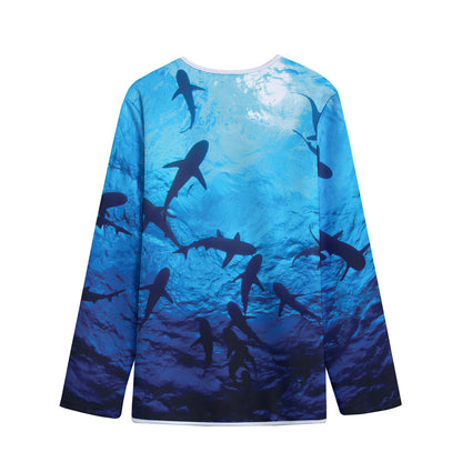 Shark Underwear Print Long Sleeve Short Coat