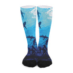 Shark Underwear Print Long Socks