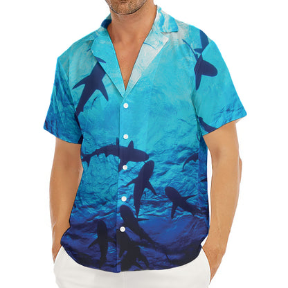Shark Underwear Print Men's Deep V-Neck Shirt