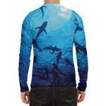Shark Underwear Print Men's Long Sleeve Rash Guard