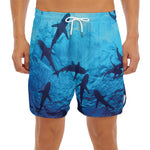 Shark Underwear Print Men's Split Running Shorts