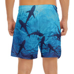 Shark Underwear Print Men's Split Running Shorts