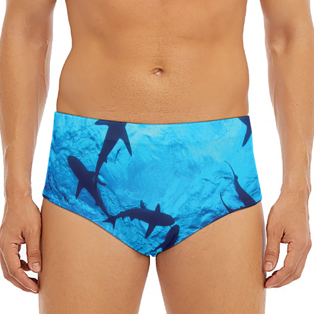 Shark Underwear Print Men's Triangle Swim Briefs