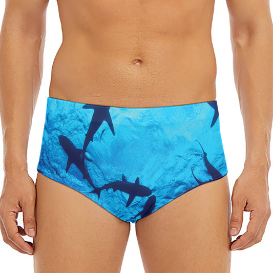 Shark Underwear Print Men's Triangle Swim Briefs