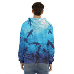 Shark Underwear Print Men's Velvet Pullover Hoodie