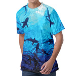 Shark Underwear Print Men's Velvet T-Shirt