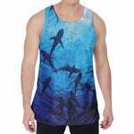 Shark Underwear Print Men's Velvet Tank Top