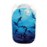 Shark Underwear Print Mesh Laundry Hamper