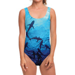 Shark Underwear Print One Piece Swimsuit