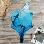 Shark Underwear Print One Shoulder Bodysuit