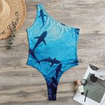 Shark Underwear Print One Shoulder Bodysuit