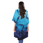 Shark Underwear Print Open Front Beach Cover Up