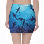 Shark Underwear Print Pencil Mini Skirt