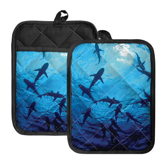 Shark Underwear Print Pot Holders With Pocket