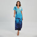 Shark Underwear Print Short Sleeve Maxi Dress