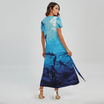 Shark Underwear Print Short Sleeve Maxi Dress
