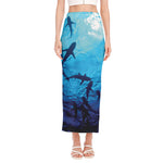Shark Underwear Print Side Slit Maxi Skirt