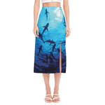 Shark Underwear Print Side Slit Midi Skirt