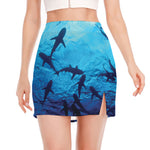 Shark Underwear Print Side Slit Mini Skirt