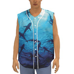 Shark Underwear Print Sleeveless Baseball Jersey