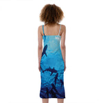 Shark Underwear Print Slim Fit Midi Cami Dress