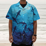 Shark Underwear Print Textured Short Sleeve Shirt