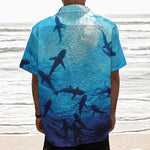 Shark Underwear Print Textured Short Sleeve Shirt