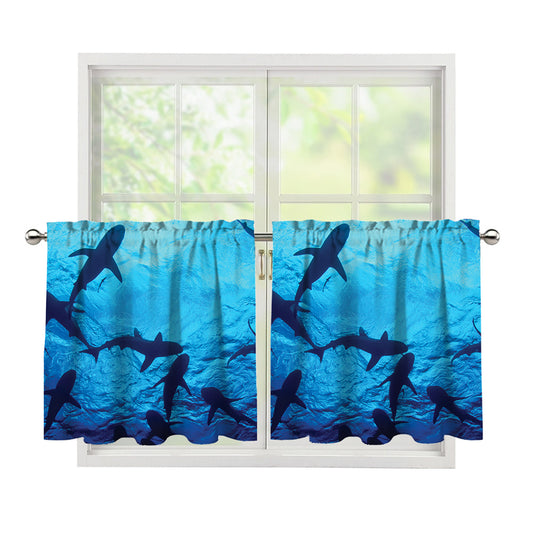Shark Underwear Print Tier Curtains