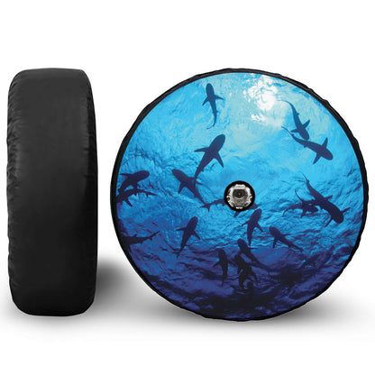 Shark Underwear Print Tire Cover With Camera Hole