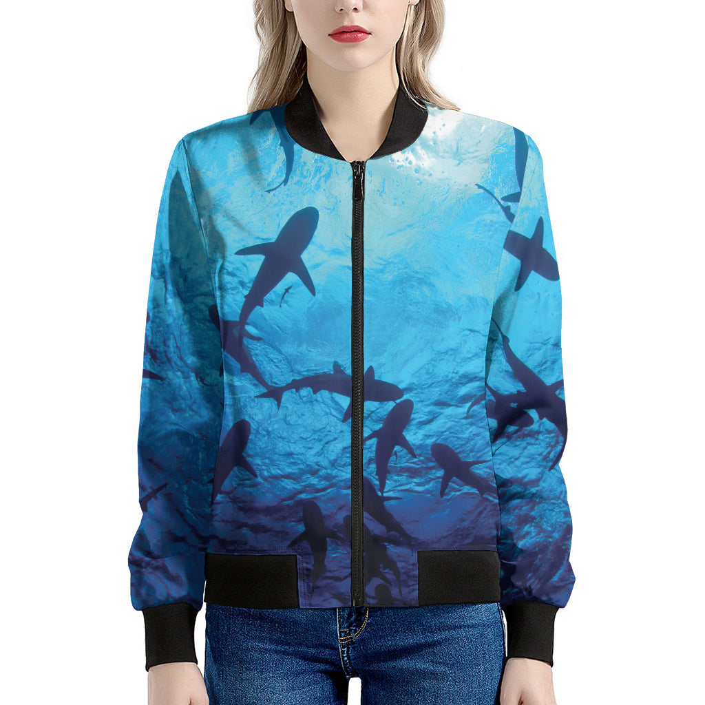 Shark Underwear Print Women's Bomber Jacket