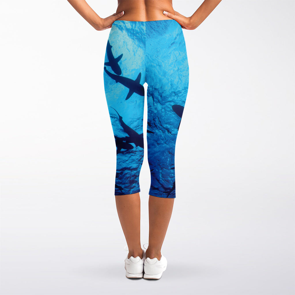 Shark Underwear Print Women's Capri Leggings