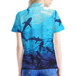 Shark Underwear Print Women's Polo Shirt