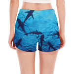 Shark Underwear Print Women's Split Running Shorts
