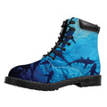 Shark Underwear Print Padded Collar Lace Up Boots